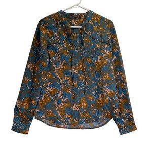 Prana Floral Tunic - Blue and Brown Size XS